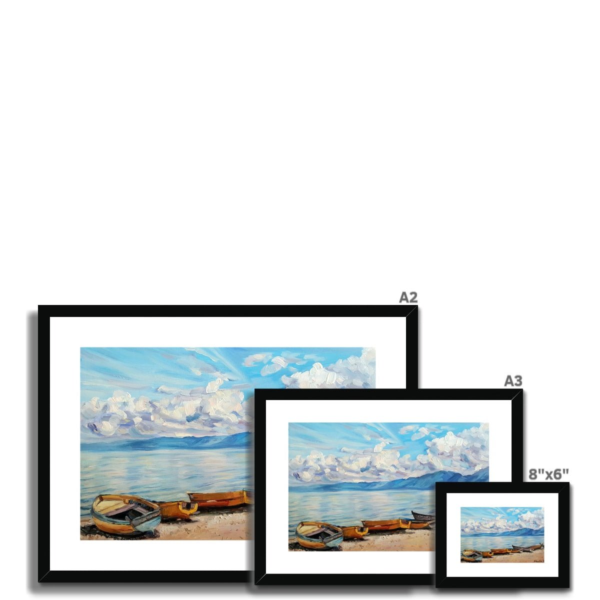 Pogradec boats | Print Prints Harriet Lawless Artist albania A3 / 16.5"x12" Natural Frame