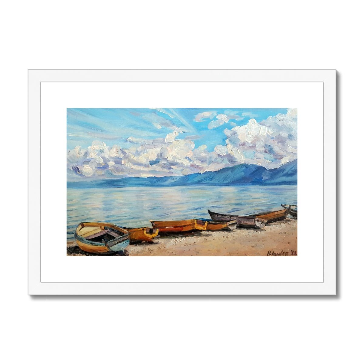 Pogradec boats | Print Prints Harriet Lawless Artist albania A3 / 16.5"x12" White Frame