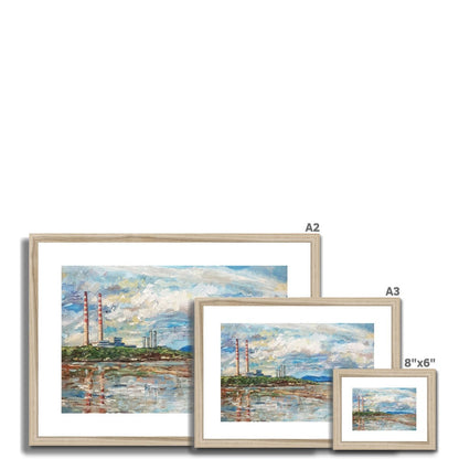 Poolbeg Chimneys On A Bright Cloudy Day | Print Prints Harriet Lawless Artist ireland A3 / 16.5"x12" Natural Frame