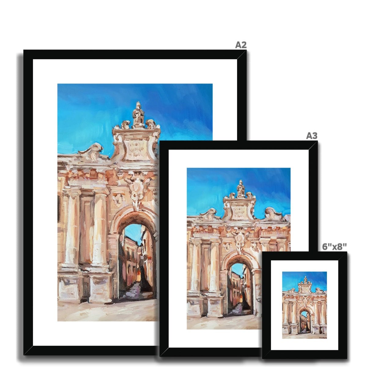 Porta San Biaggio, Lecce | Print Prints Harriet Lawless Artist italy A3 / 12"x16.5" Natural Frame