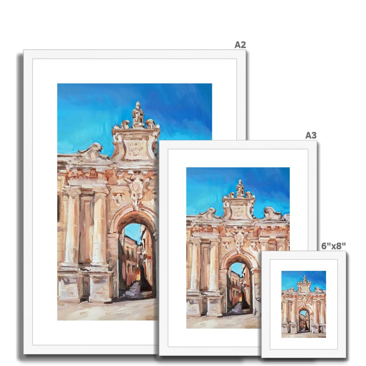 Porta San Biaggio, Lecce | Print Prints Harriet Lawless Artist italy A3 / 12"x16.5" Natural Frame