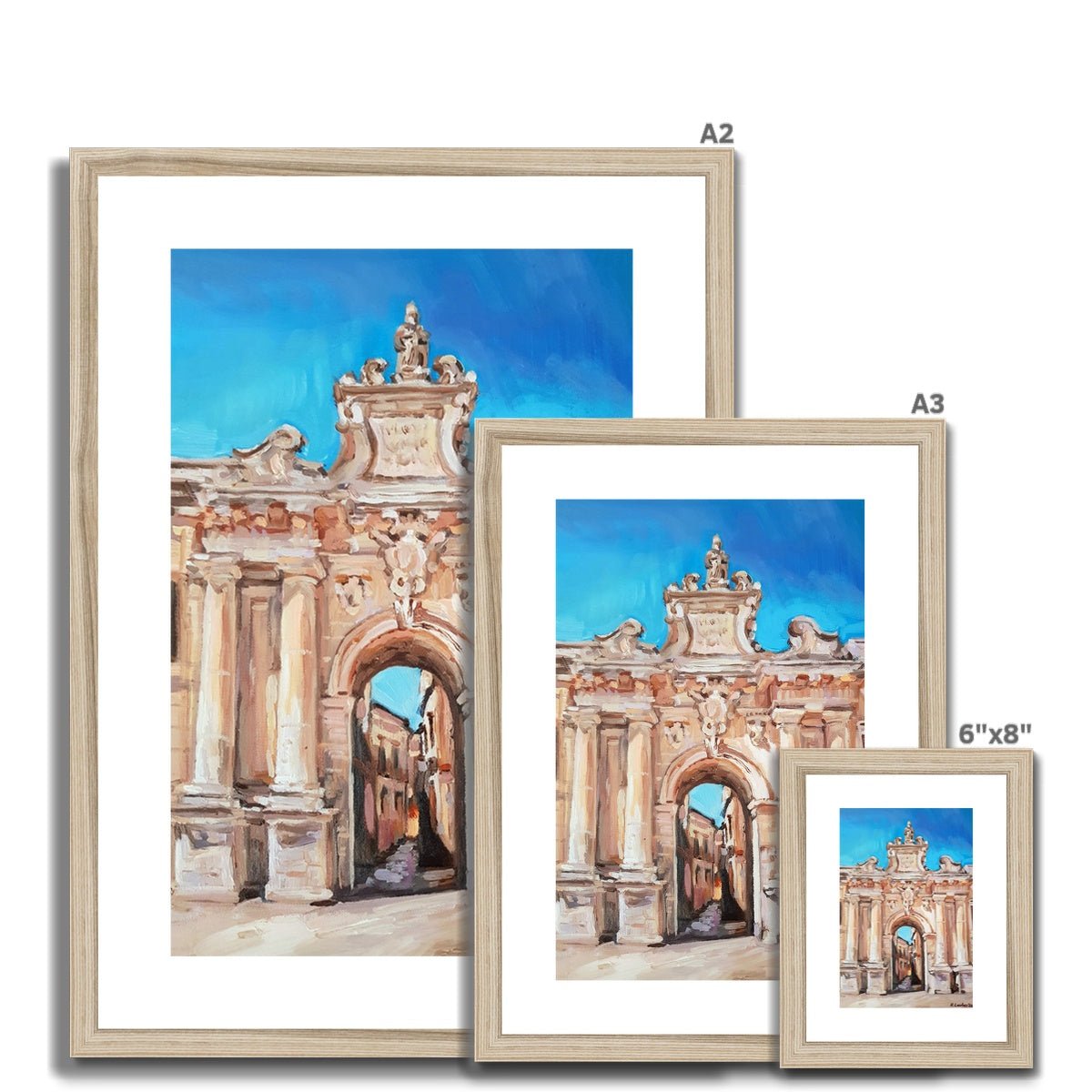 Porta San Biaggio, Lecce | Print Prints Harriet Lawless Artist italy A3 / 12"x16.5" Natural Frame