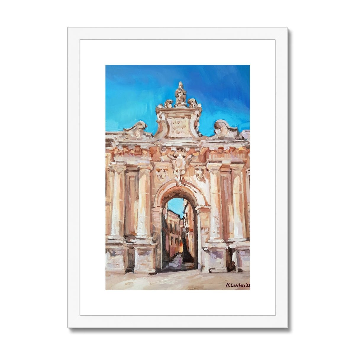 Porta San Biaggio, Lecce | Print Prints Harriet Lawless Artist italy A3 / 12"x16.5" White Frame