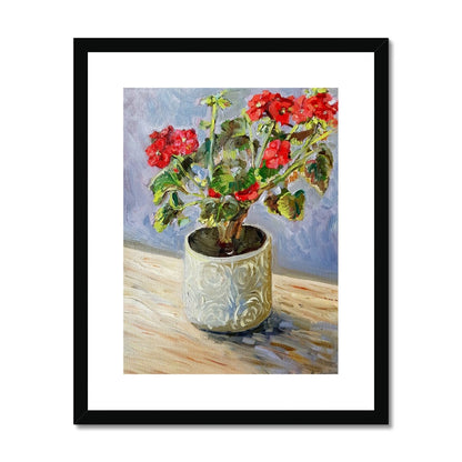 Potted Red Geranium | Print Prints Harriet Lawless Artist flowers still life 16"x20" / 41x51cm Black Frame