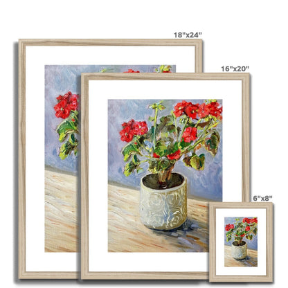 Potted Red Geranium | Print Prints Harriet Lawless Artist flowers still life 16"x20" / 41x51cm Natural Frame