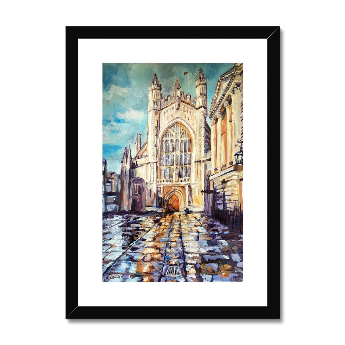 Rainy Bath Cathedral | Print Prints Harriet Lawless Artist rainy A3 / 12"x16.5" Black Frame