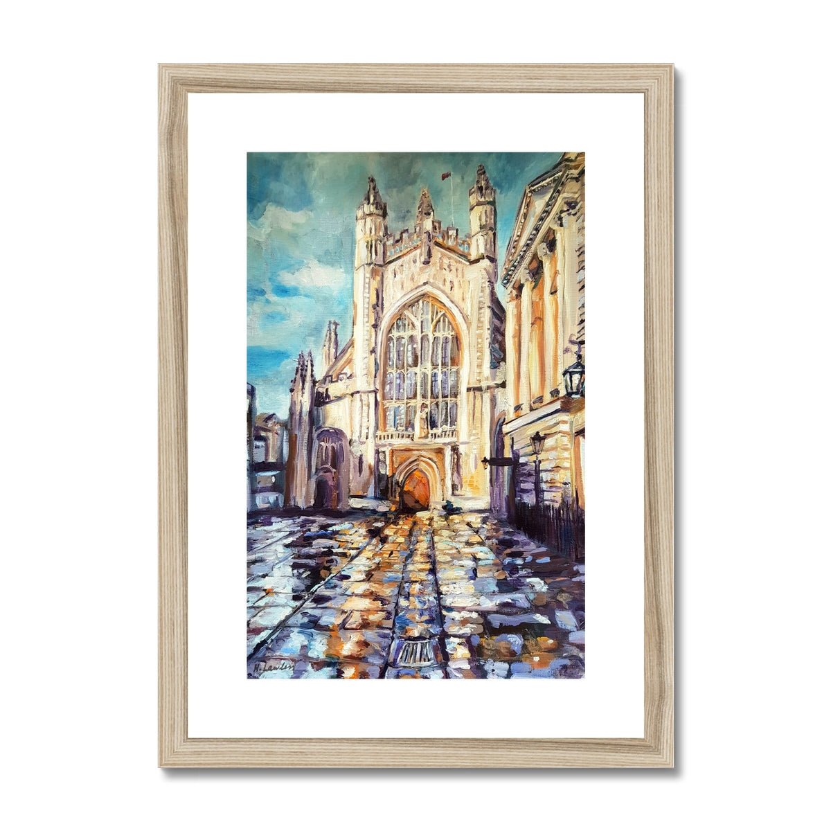 Rainy Bath Cathedral | Print Prints Harriet Lawless Artist rainy A3 / 12"x16.5" Natural Frame