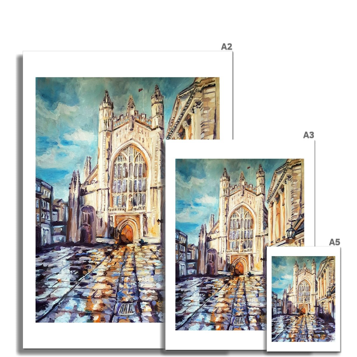 Rainy Bath Cathedral | Print Prints Harriet Lawless Artist rainy A3 / 12"x16.5" Unframed