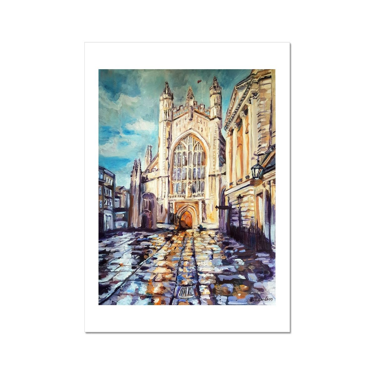 Rainy Bath Cathedral | Print Prints Harriet Lawless Artist rainy A3 / 12"x16.5" Unframed