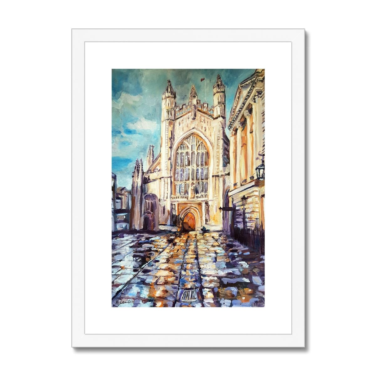 Rainy Bath Cathedral | Print Prints Harriet Lawless Artist rainy A3 / 12"x16.5" White Frame