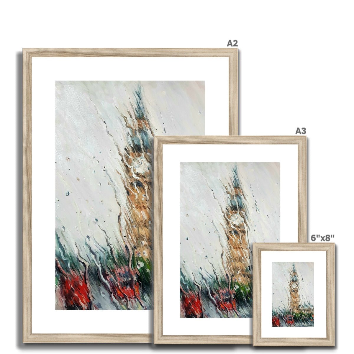 Rainy Big Ben | Print Prints Harriet Lawless Artist england rainy A3 / 12"x16.5" Natural Frame