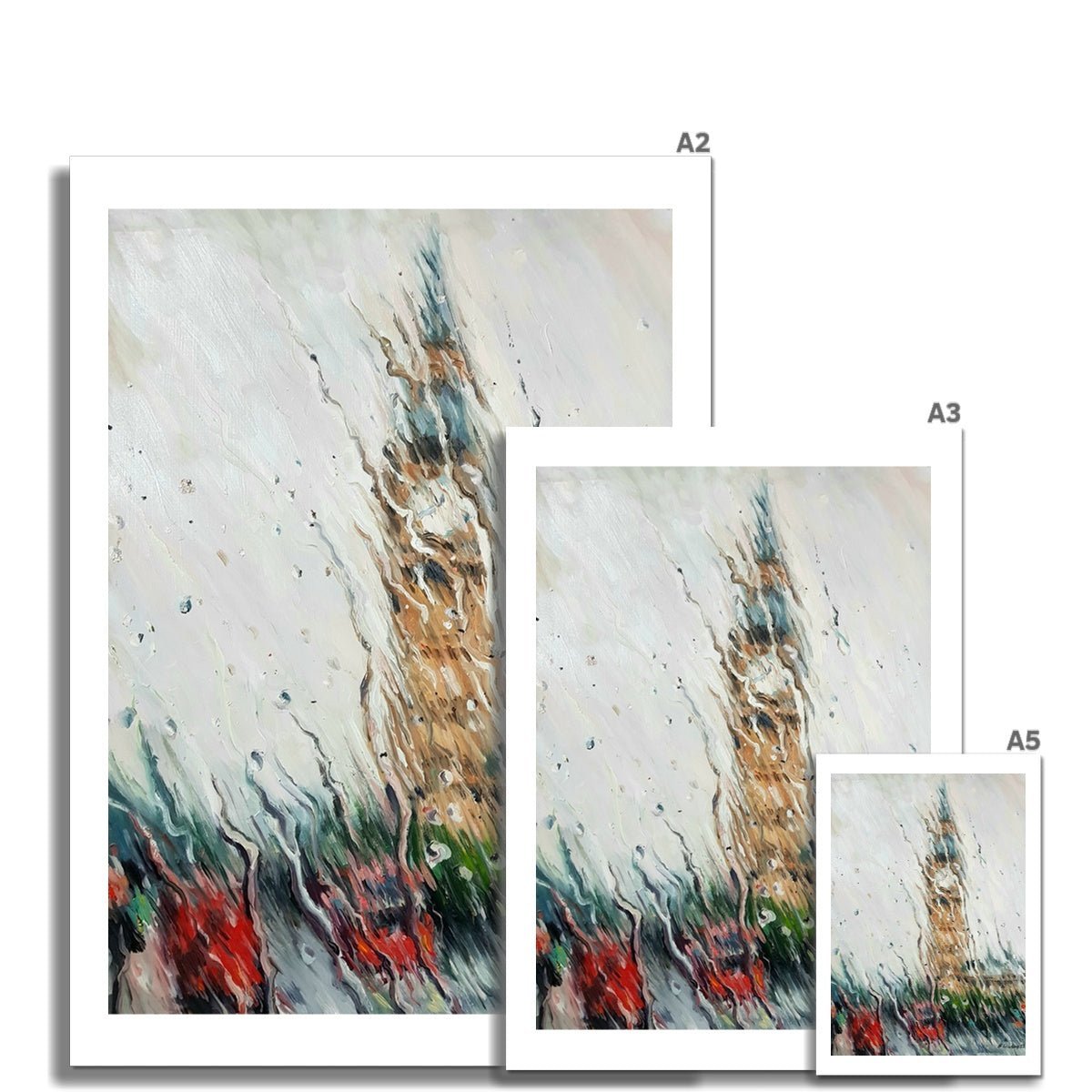 Rainy Big Ben | Print Prints Harriet Lawless Artist england rainy A3 / 12"x16.5" Unframed