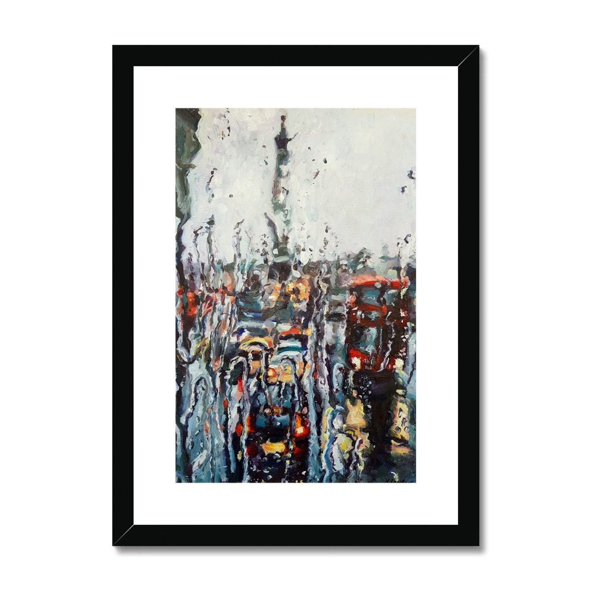 Rainy Window View of Trafalgar Square | Print Prints Harriet Lawless Artist england rainy A3 / 12"x16.5" Black Frame