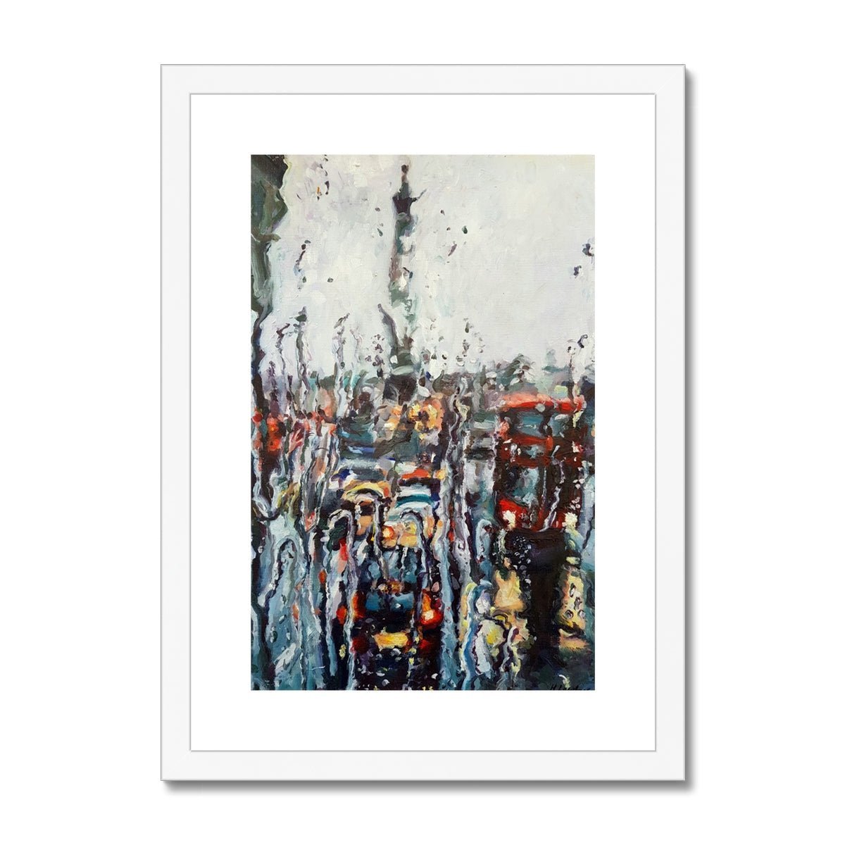 Rainy Window View of Trafalgar Square | Print Prints Harriet Lawless Artist england rainy A3 / 12"x16.5" White Frame