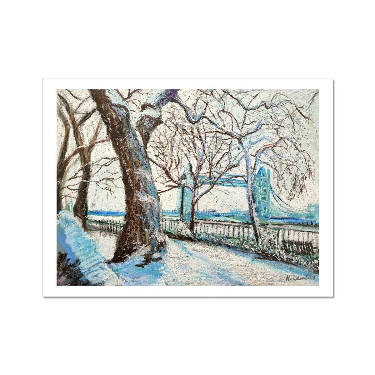 Snowy Winter Tower Bridge, London | Print Prints Harriet Lawless Artist england 14"x11" / 33x28cm Unframed