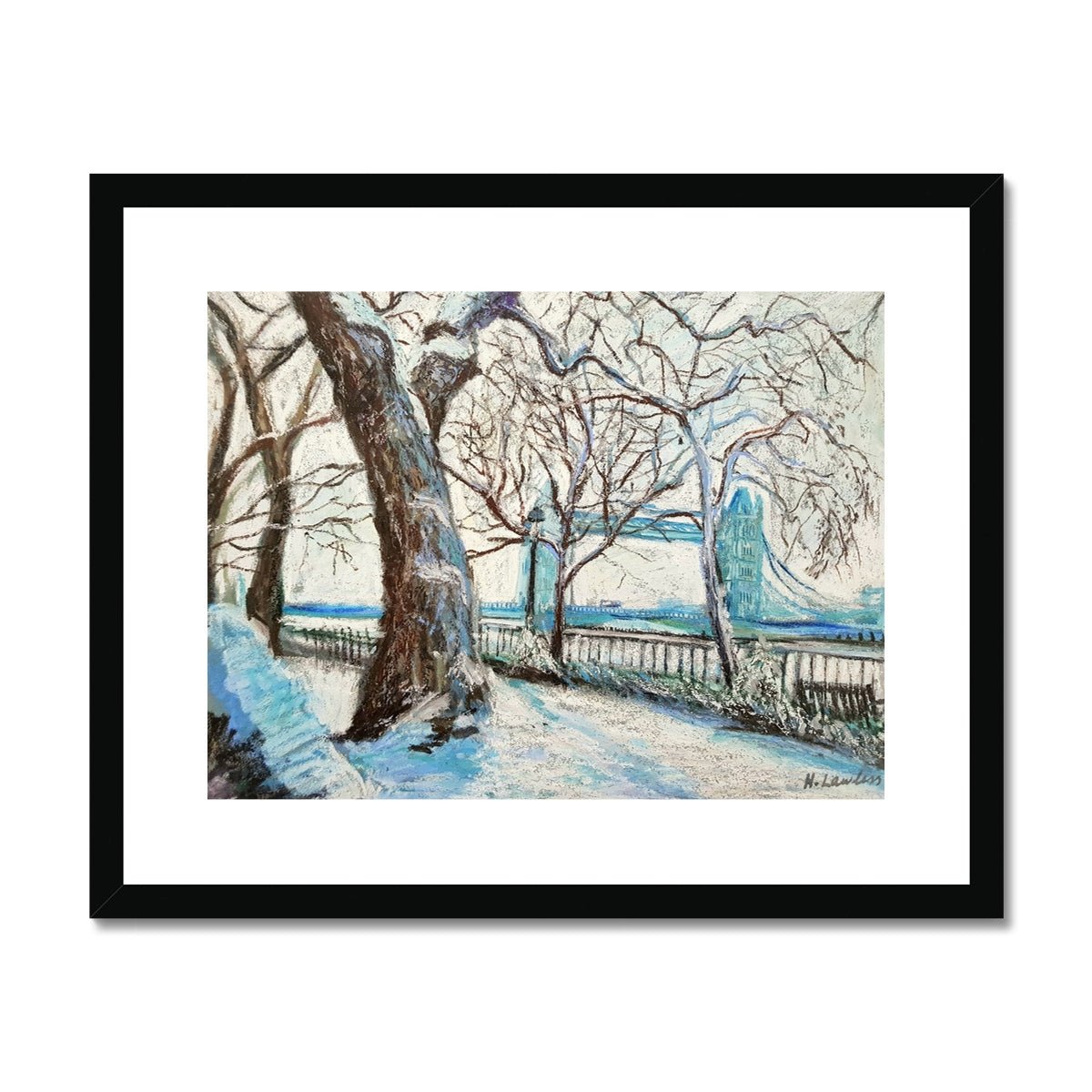 Snowy Winter Tower Bridge, London | Print Prints Harriet Lawless Artist england 20"x16" / 51x41cm Black Frame