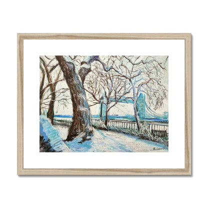 Snowy Winter Tower Bridge, London | Print Prints Harriet Lawless Artist england 20"x16" / 51x41cm Natural Frame