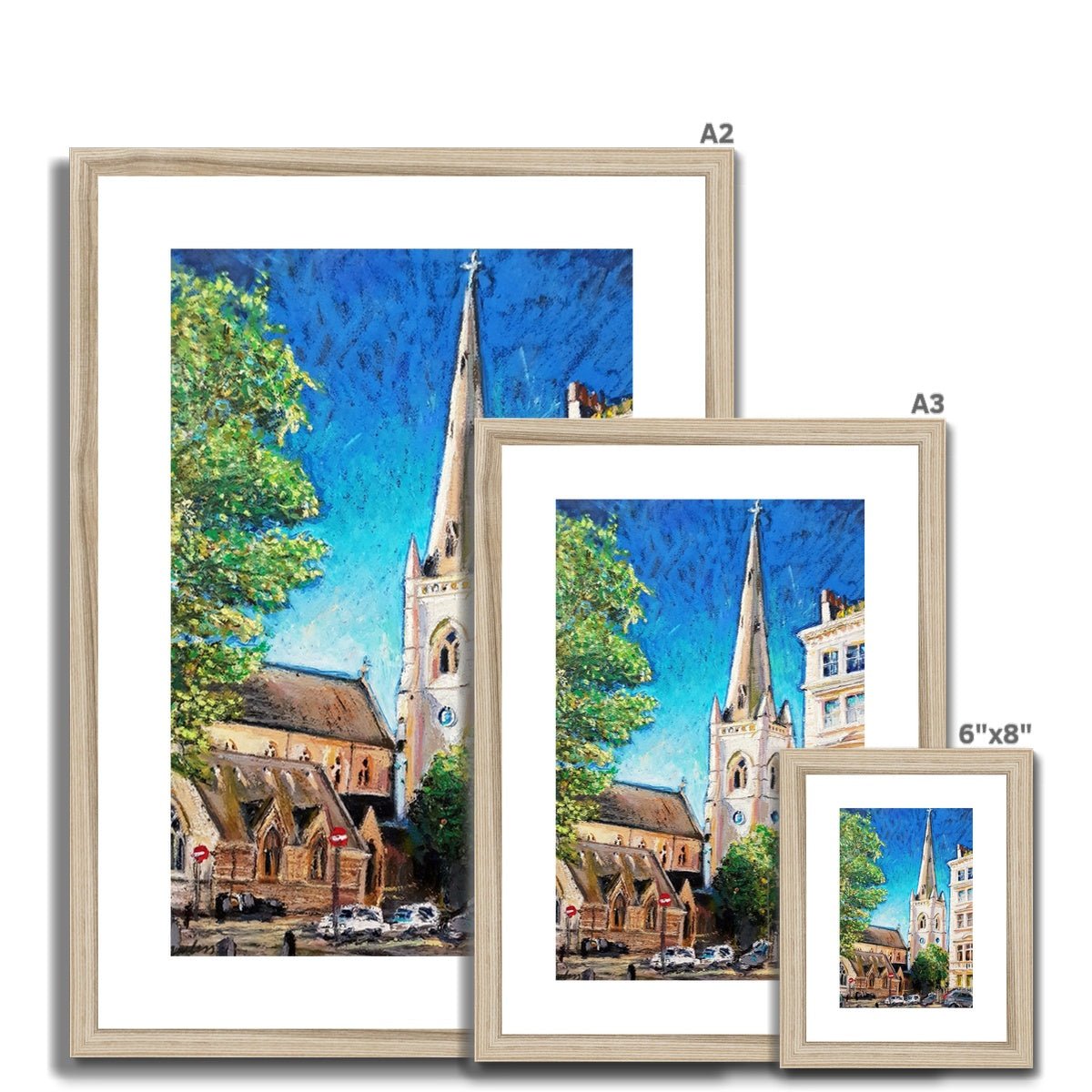 St Gabriels Church, Pimlico London | Print Prints Harriet Lawless Artist england A3 / 12"x16.5" Natural Frame