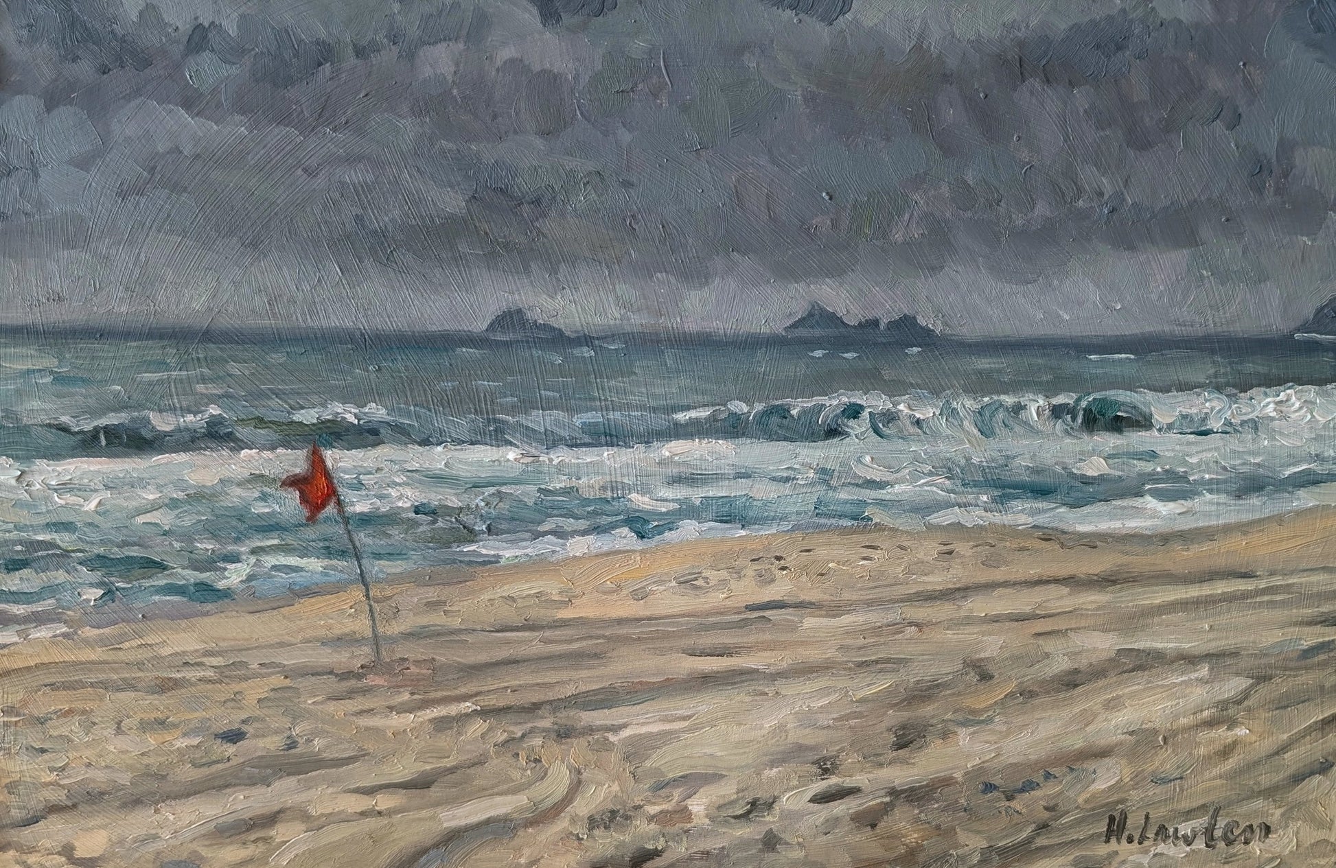 Storm on Ipanema Beach | Original Painting Original Paintings Harriet Lawless Artist brazil