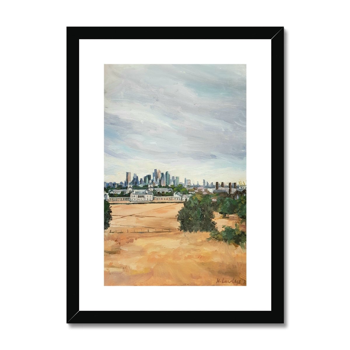 Summer London From Greenwich Park | Print Prints Harriet Lawless Artist england A3 / 12"x16.5" Black Frame