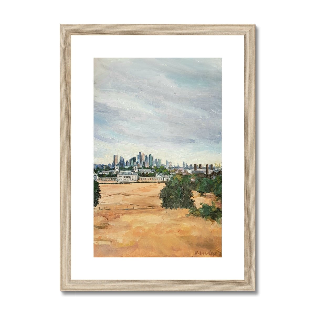 Summer London From Greenwich Park | Print Prints Harriet Lawless Artist england A3 / 12"x16.5" Natural Frame