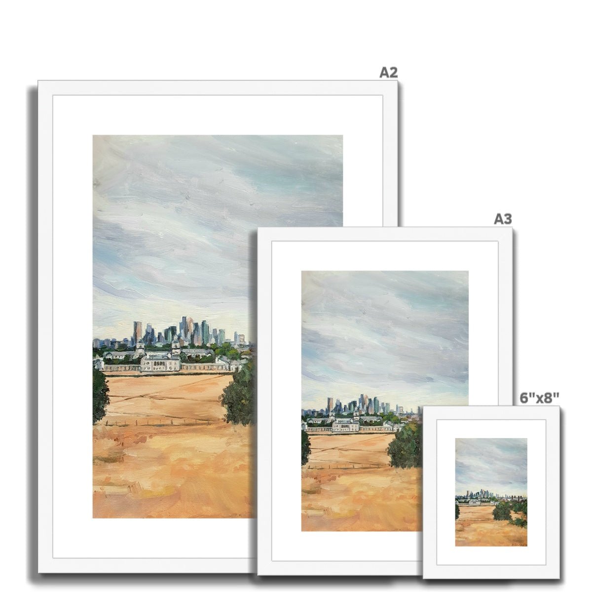 Summer London From Greenwich Park | Print Prints Harriet Lawless Artist england A3 / 12"x16.5" Natural Frame