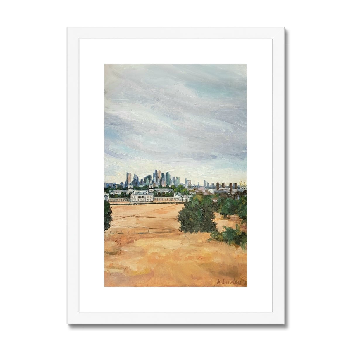 Summer London From Greenwich Park | Print Prints Harriet Lawless Artist england A3 / 12"x16.5" White Frame