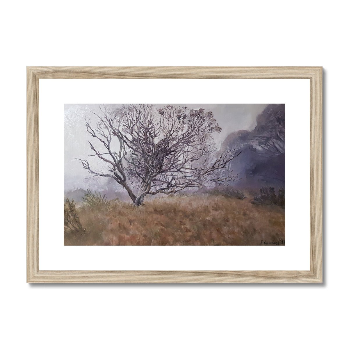 Summer mist at Dinner Plain | Print Prints Harriet Lawless Artist australia A3 / 16.5"x12" Natural Frame