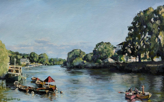 Summer rowing on the Thames at Richmond | Original Painting Original Paintings Harriet Lawless Artist england