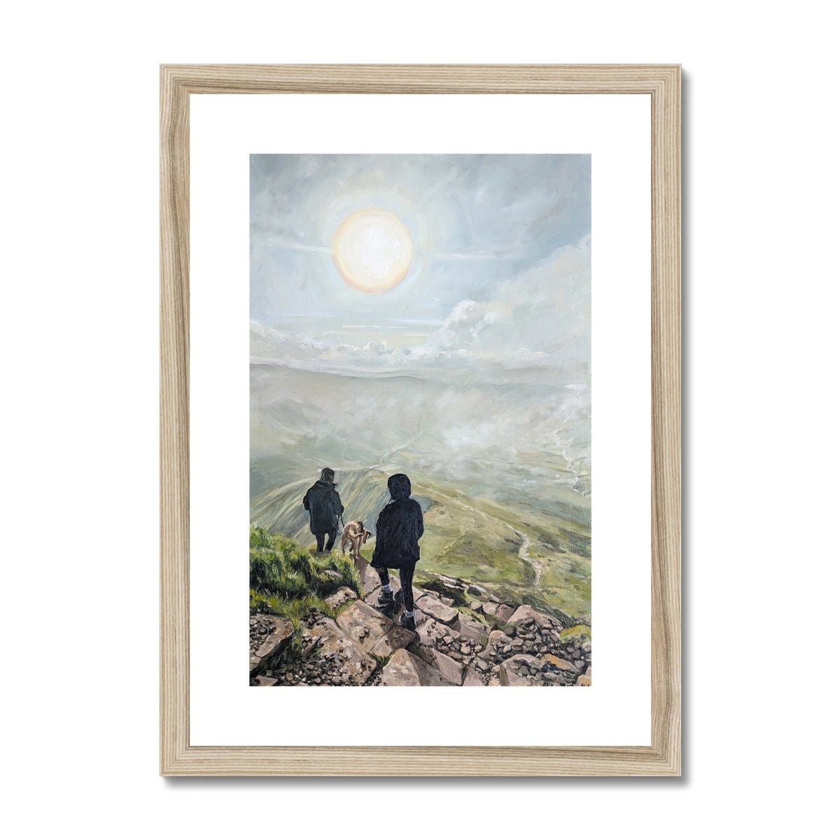 Sunrise Descent: Pen Y Fan Silhouettes | Print Prints Harriet Lawless Artist wales A3 / 12"x16.5" Natural Frame