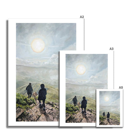 Sunrise Descent: Pen Y Fan Silhouettes | Print Prints Harriet Lawless Artist wales A3 / 12"x16.5" Unframed