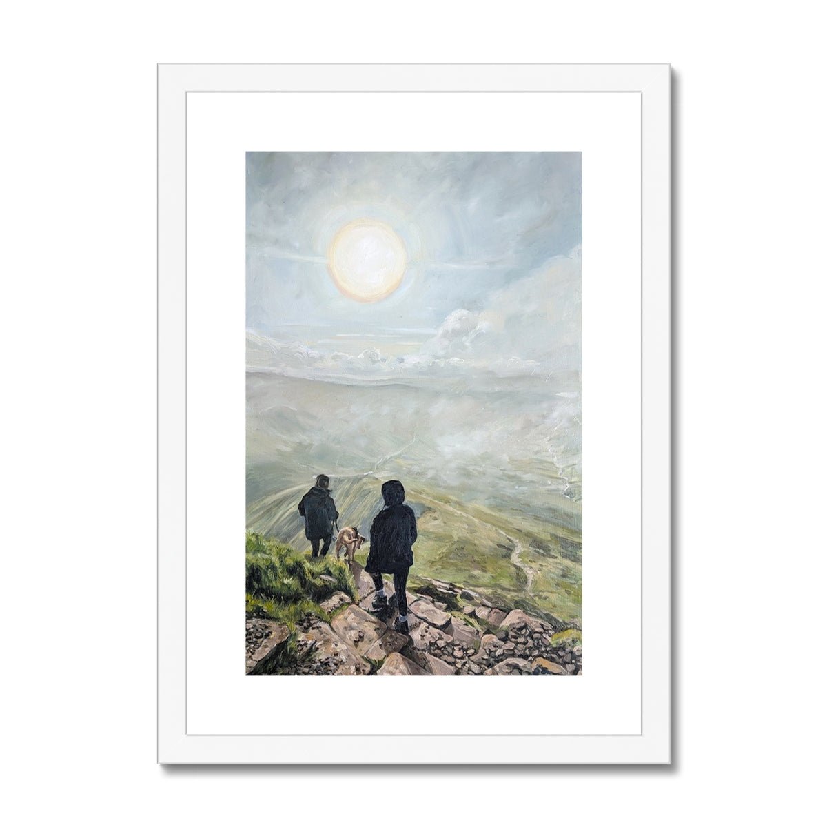 Sunrise Descent: Pen Y Fan Silhouettes | Print Prints Harriet Lawless Artist wales A3 / 12"x16.5" White Frame