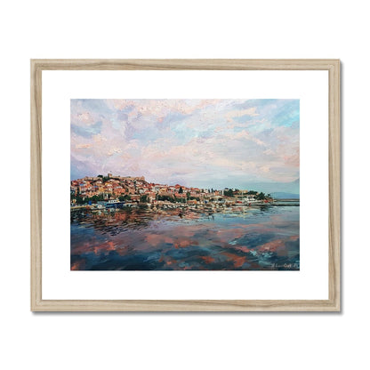 Sunset Hues Over Panagia, Kavala | Print Prints Harriet Lawless Artist greece sunset 20"x16" / 51x41cm Natural Frame