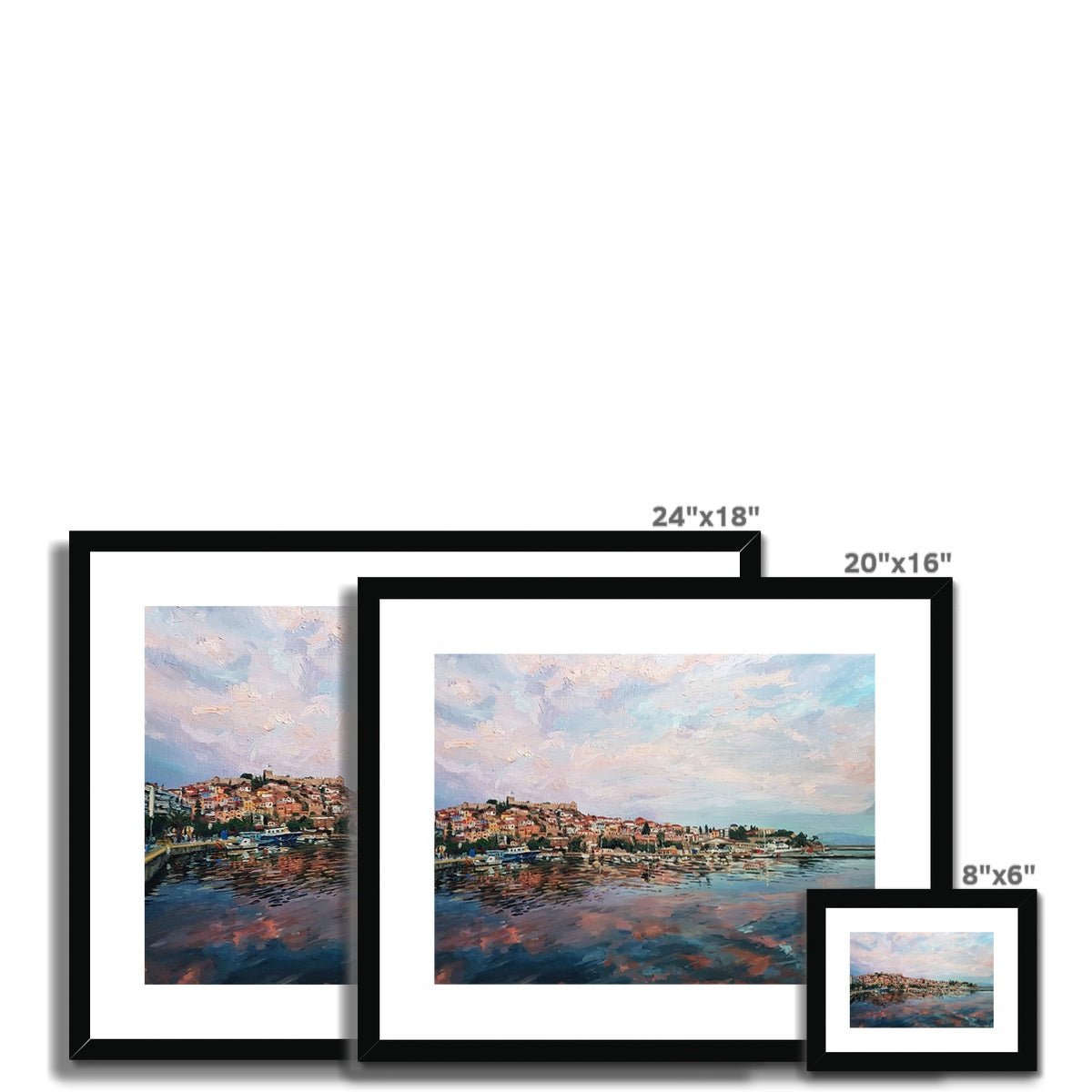 Sunset Hues Over Panagia, Kavala | Print Prints Harriet Lawless Artist greece sunset 20"x16" / 51x41cm Natural Frame