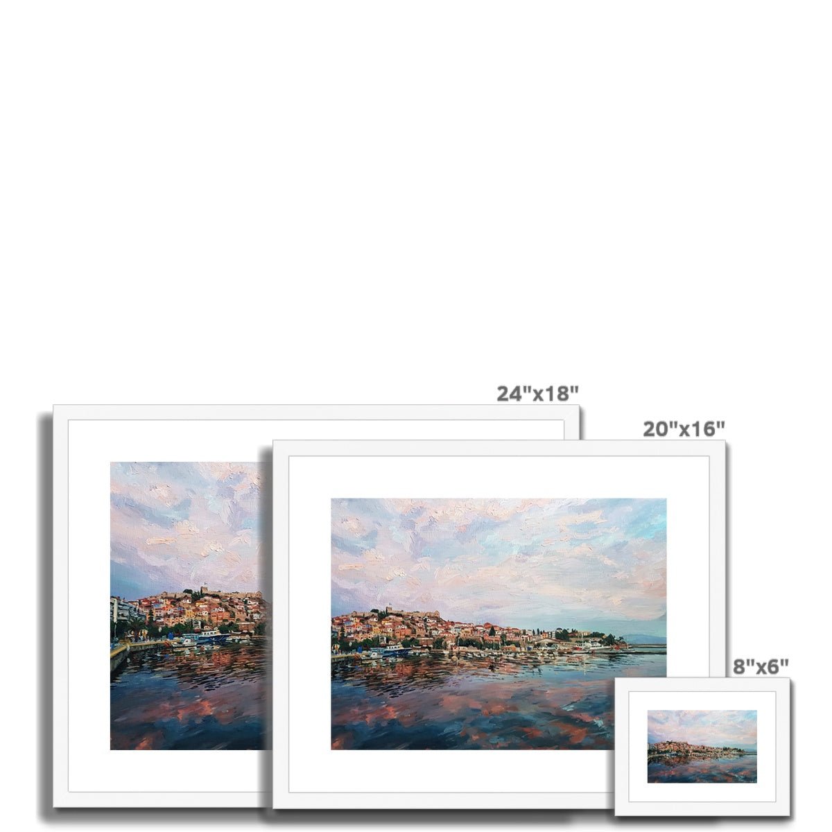 Sunset Hues Over Panagia, Kavala | Print Prints Harriet Lawless Artist greece sunset 20"x16" / 51x41cm Natural Frame