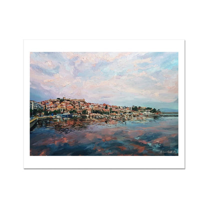 Sunset Hues Over Panagia, Kavala | Print Prints Harriet Lawless Artist greece sunset 20"x16" / 51x41cm Unframed