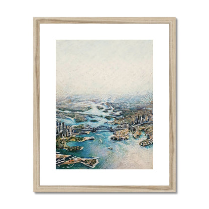 Sydney Harbour Aerial View | Print Prints Harriet Lawless Artist australia 16"x20" / 41x51cm Natural Frame