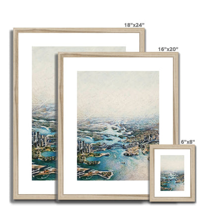 Sydney Harbour Aerial View | Print Prints Harriet Lawless Artist australia 16"x20" / 41x51cm Natural Frame