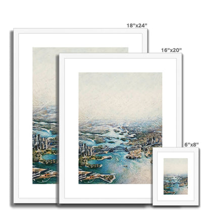 Sydney Harbour Aerial View | Print Prints Harriet Lawless Artist australia 16"x20" / 41x51cm Natural Frame