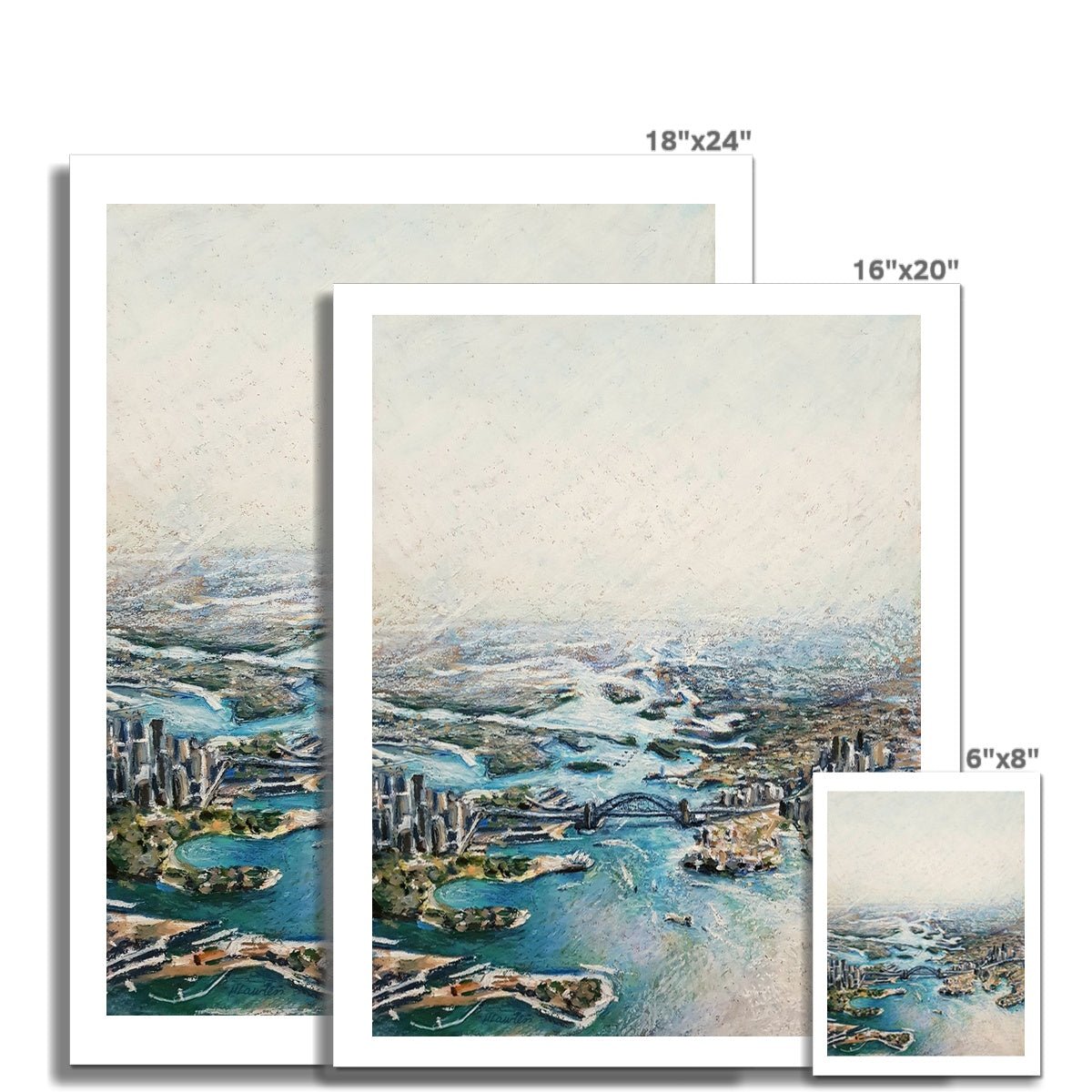 Sydney Harbour Aerial View | Print Prints Harriet Lawless Artist australia 16"x20" / 41x51cm Unframed