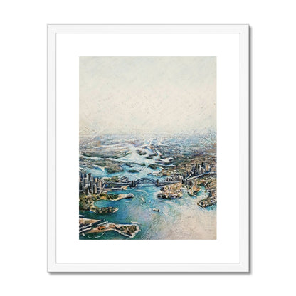 Sydney Harbour Aerial View | Print Prints Harriet Lawless Artist australia 16"x20" / 41x51cm White Frame