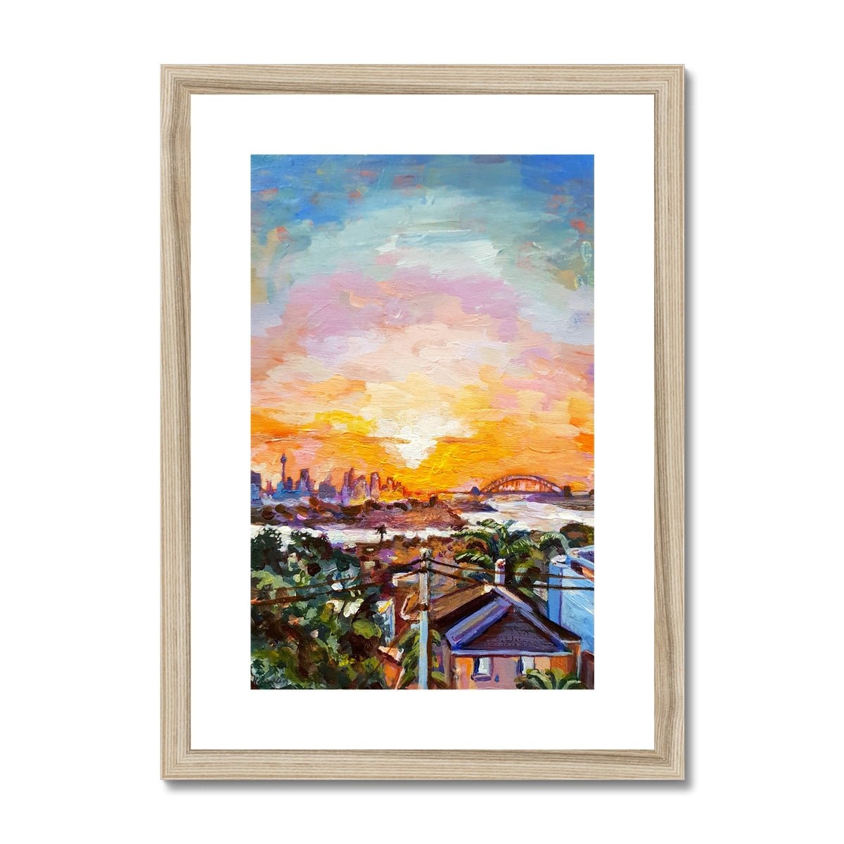 Sydney Harbour Sunset | Print Prints Harriet Lawless Artist australia sunset A3 / 12"x16.5" Natural Frame