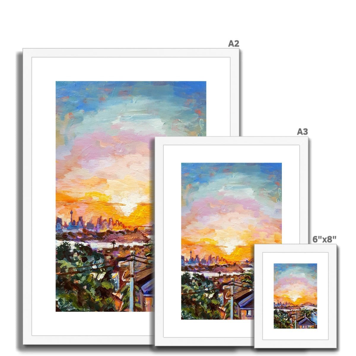 Sydney Harbour Sunset | Print Prints Harriet Lawless Artist australia sunset A3 / 12"x16.5" Natural Frame