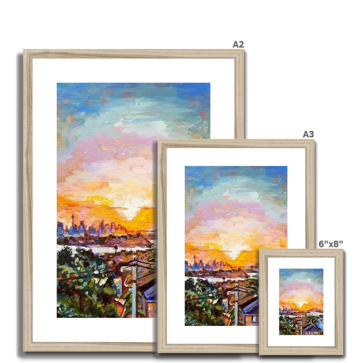 Sydney Harbour Sunset | Print Prints Harriet Lawless Artist australia sunset A3 / 12"x16.5" Natural Frame