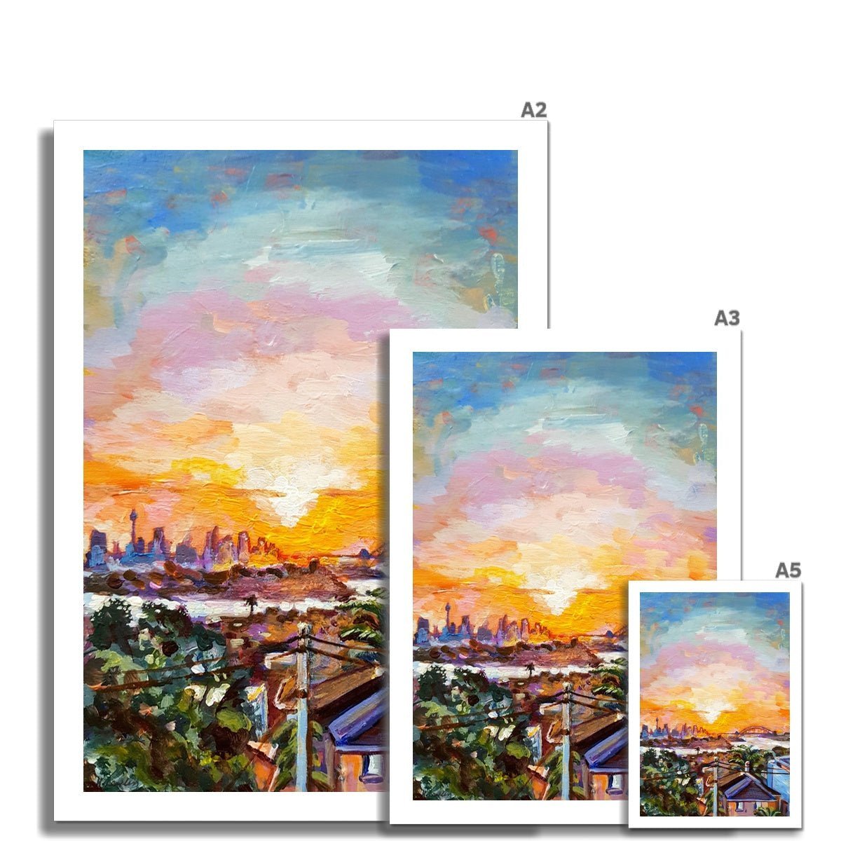 Sydney Harbour Sunset | Print Prints Harriet Lawless Artist australia sunset A3 / 12"x16.5" Unframed