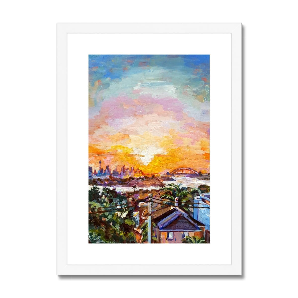 Sydney Harbour Sunset | Print Prints Harriet Lawless Artist australia sunset A3 / 12"x16.5" White Frame