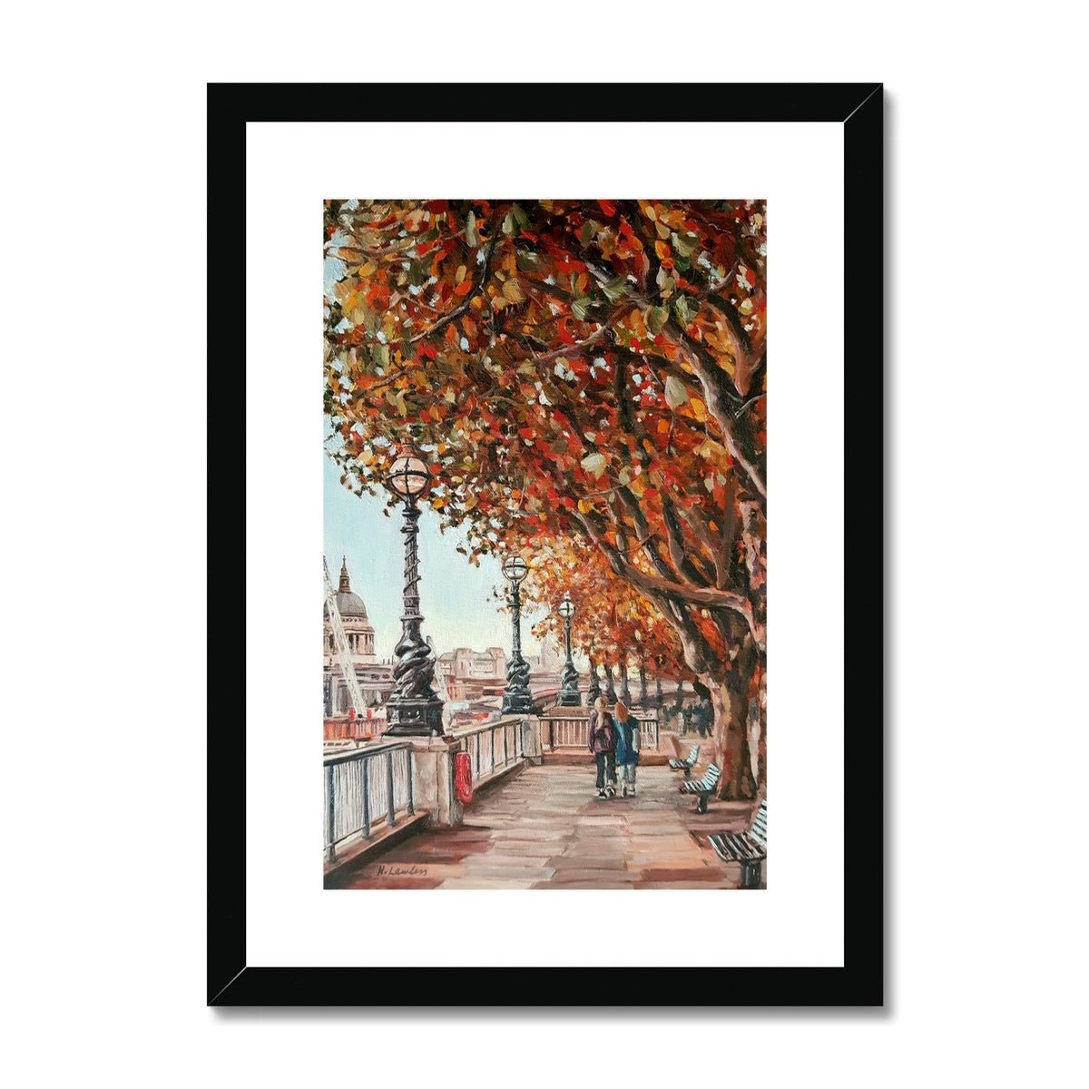 The Queen's Walk On An Autumn Day In London | Print Prints Harriet Lawless Artist england A3 / 12"x16.5" Black Frame