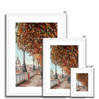 The Queen's Walk On An Autumn Day In London | Print Prints Harriet Lawless Artist england A3 / 12"x16.5" Natural Frame