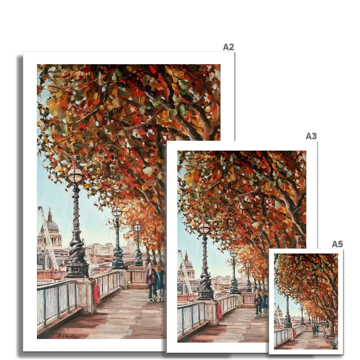 The Queen's Walk On An Autumn Day In London | Print Prints Harriet Lawless Artist england A3 / 12"x16.5" Unframed