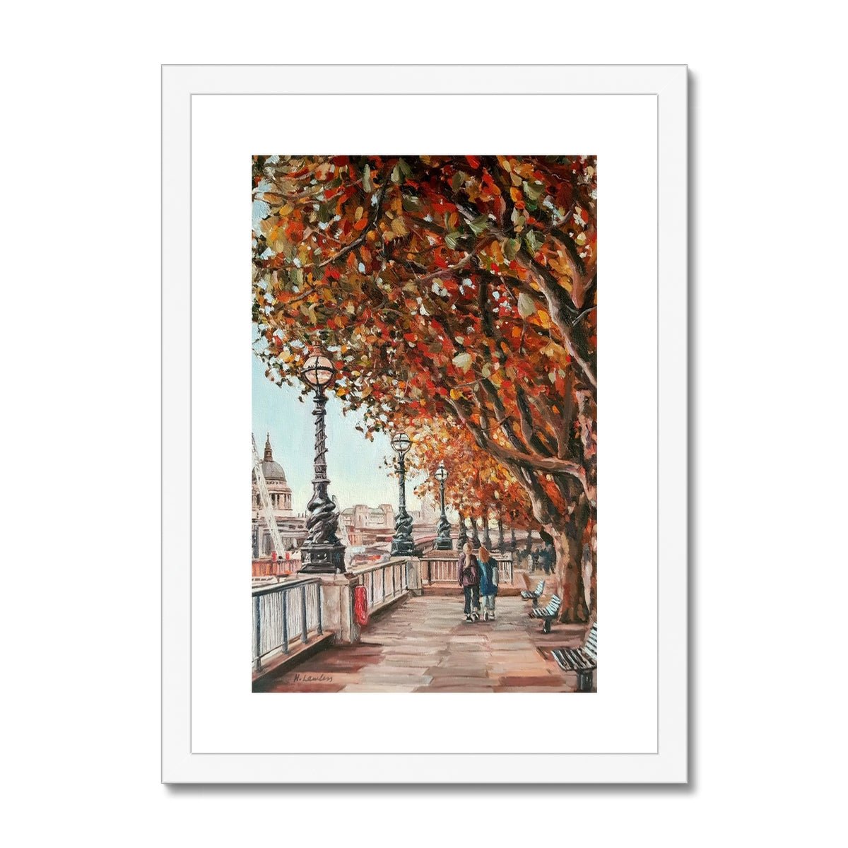 The Queen's Walk On An Autumn Day In London | Print Prints Harriet Lawless Artist england A3 / 12"x16.5" White Frame